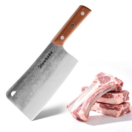 Glowbobo Cleaver Knife, 7.68 Inch Hand Forged Meat Cleaver Heavy Duty Bone Chopper German High Carbon Stainless Steel Butcher Knife with Full Tang Handle for Home Kitchen and Restaurant,Ultra Sharp