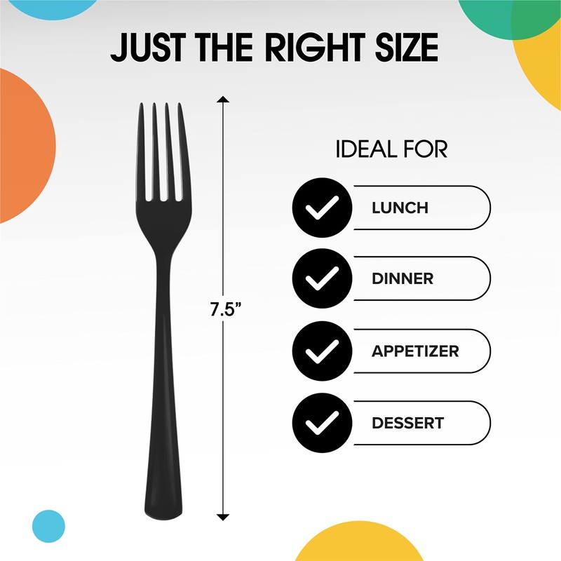 Exquisite Black Plastic Forks 50 Pieces Black Forks Disposable Utensils