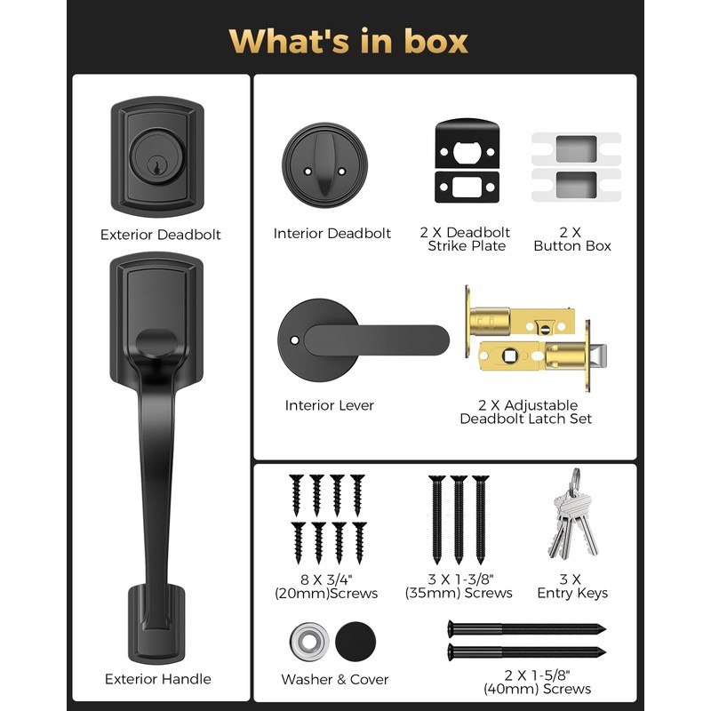 Mensarix Front Door Handle and Deadbolt Set for Right &