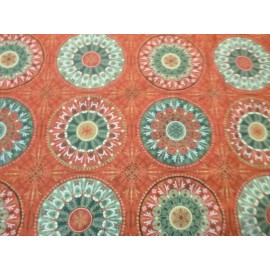 Unbranded Holiday Circle Decorations on Red Cotton Fabric (44" Wide x 36" long)