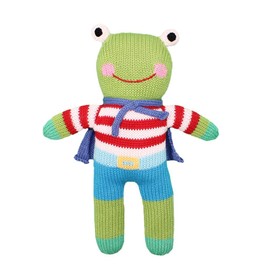 Zubels Baby Freddy The Frog Hand-Knit Plush Toy, All-Natural Fibers, Eco-Friendly, 36-Inch