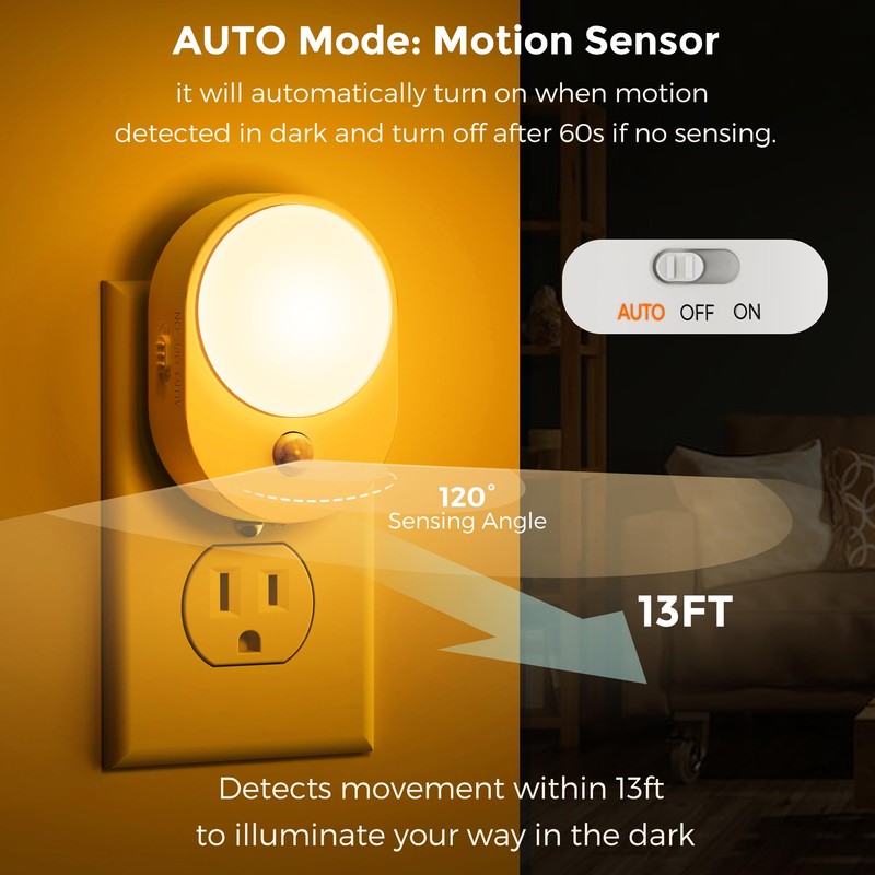 L LOHAS LED Motion Sensor Night Light,[2-Pack] Night Lights Plug