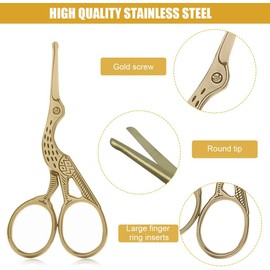 HASTHIP® Tijeras para Vello Facial y de Nariz,Tijeras de Seguridad con Punta Redondeada para Hombres y Mujeres,Acero Inoxidable Premium Recortador Barba Bigote Cejas con Caja