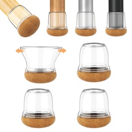 Set of 4 round chair leg caps, medium protective caps for chair legs, transparent chair leg protectors with felt, felt gliders, chair leg caps, slanted chair legs for hardwood floors, laminate