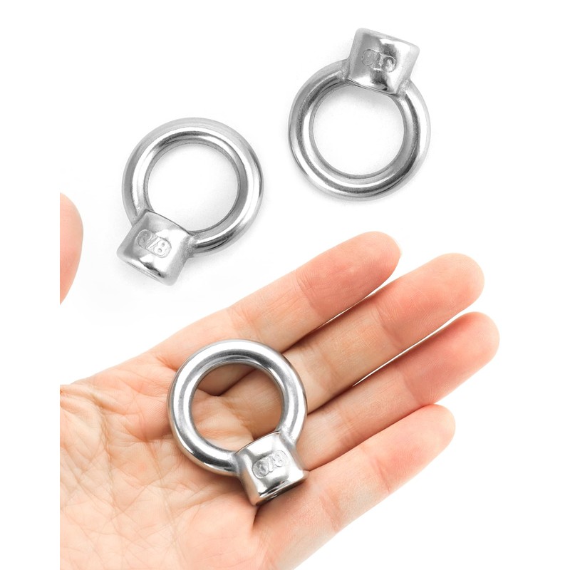 QWORK Lifting Eye Nut, 10 Pack, 3/8" UNC Marine Grade