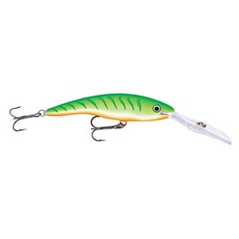 Rapala - Deep Tail Dancer Fishing Lure - Fishing Accessories Made of Balsa Wood - Sturdy Diving Shovel - Freshwater Spinning Bait - Running Depth 6 m - Fishing Lure 9 cm, 13 g - Made in Estonia - Green Tiger