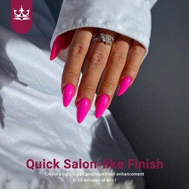 KQueenest 300 Pcs Vibrant Pre Colored Gel x Nail Tips Short Cute, Acrylic Press on Nails Short Almond, Matte Fake Nails Tip Pink, Full Gel Nail Tips, Artificial False Nails Kit, Neon Hot Pink