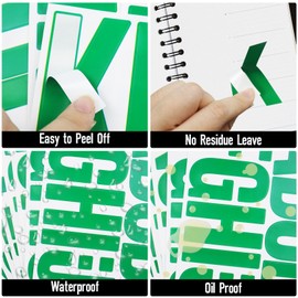 8 Sheets 3 Inch Vinyl Capital Letter Stickers and 0-9 Number Stickers, Waterproof Alphabet Number Sticker for Mailbox, Water Bottle, Luggage and Marks - Green