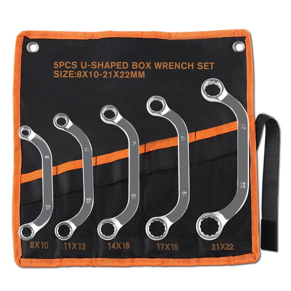 LEONTOOL Metric Half Moon Wrench Set with Double 12-Point Box