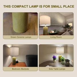 G-SAFAVA 20.25" Small Table Lamps Set of 2 Modern Ceramic Lamps for Living Room Farmhouse Bedside Lamps Boho Lamps for Night Stands Green Bedroom Lamp Side Table Lamps End Table Lamp