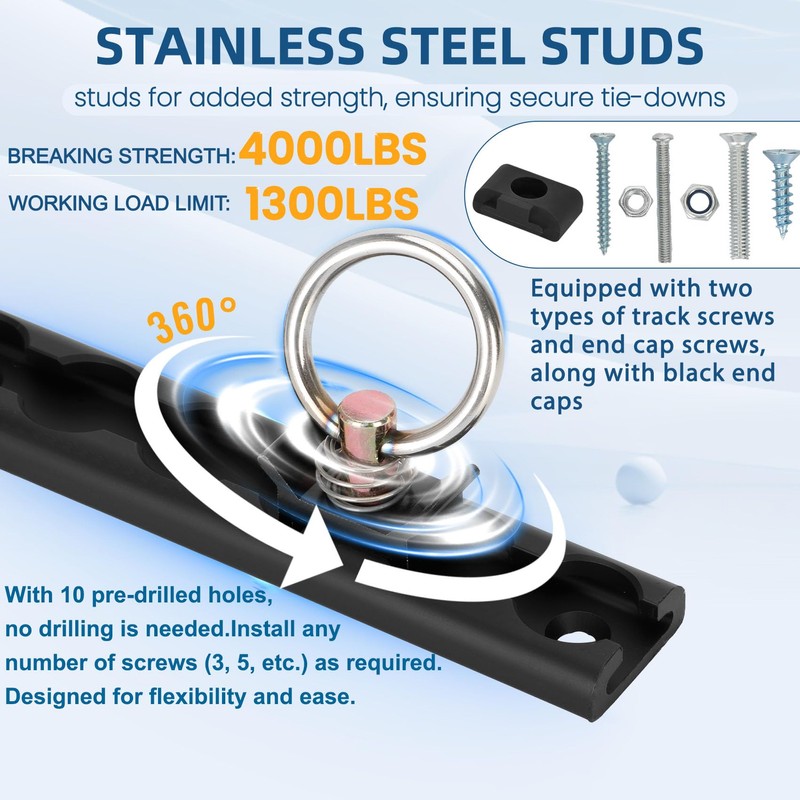 4ft 2pcs Aluminum L-Track Rail,48" L Track Rails Tie Down