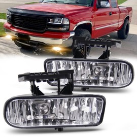 RAPOOSANS Driving Fog Lights Lamps Assembly for 1999-2002 GMC Sierra/2000-2006 GMC Yukon Pickup Truck SUV Fog Light Replacement with 880 12V 27W Bulbs-Clear Lens