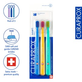 Curaprox Toothbrush CS Smart Trio Pack - 3 x Soft Small Head Toothbrush for Adults with 7600 CUREN® Filaments - Curaprox Manual Toothbrush