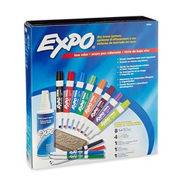 EXPO 80054 Low-Odor Dry Erase Marker Eraser & Cleaner Chisel/Fine 12/Set