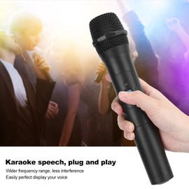 Wireless Microphone, Dual Professional Cordless Microphones USB Receiver Singing Microphones Handheld Speaker Mic for Karaoke Singing Speech Church, Party, Wedding, DJ, Black (1