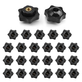 DIYCUT Pack of 25 Star Grip Nuts M6, Star Grip M6 Hand Wheel, Plastic Nut Brass Internal Thread Star Screw, Black Grip Nuts Knurled Nut for Machines, Industry, Devices