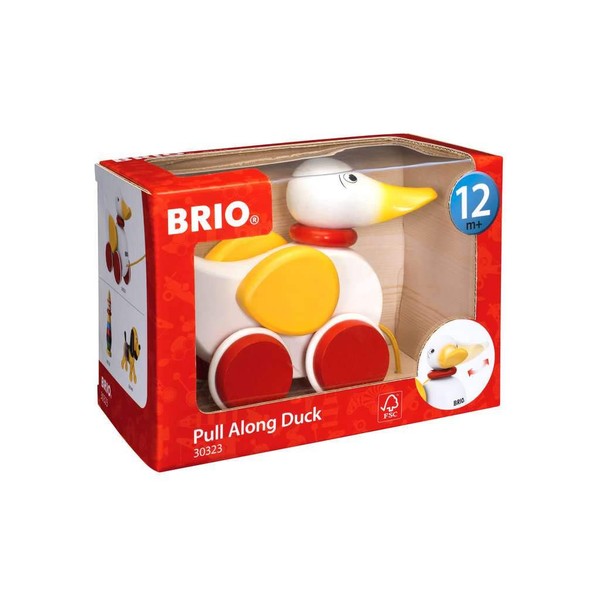 BRIO Infant & Toddler 30323 - Pull Along Duck Wood Baby Toy with Flapping Wings for Kids Ages 1 and up