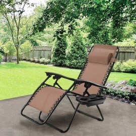 Costway Outdoor Garden Folding Reclining Beach Zero Gravity Patio Chaise Lounge Chair