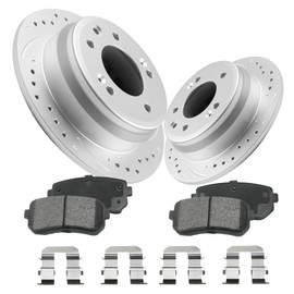 Anpulsero Rear Drilled and Slotted Brake Rotors Ceramic Brake Pads Geomet Compatible with Select Kia and Hyundai Models, Sportage 2011-2016,Tucson 2010-2015, Elantra 2009-2012 | 10.3 inch(262.2mm)