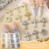 60 Pieces Cross Nail Charms for Nail Art, 3D Metal