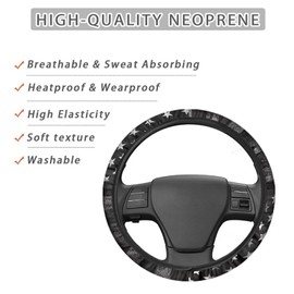 Whosucclay Black American Flag Print Universal 15 inch Car Steering Wheel Cover,Anti-Slip Steering Wheel Cover