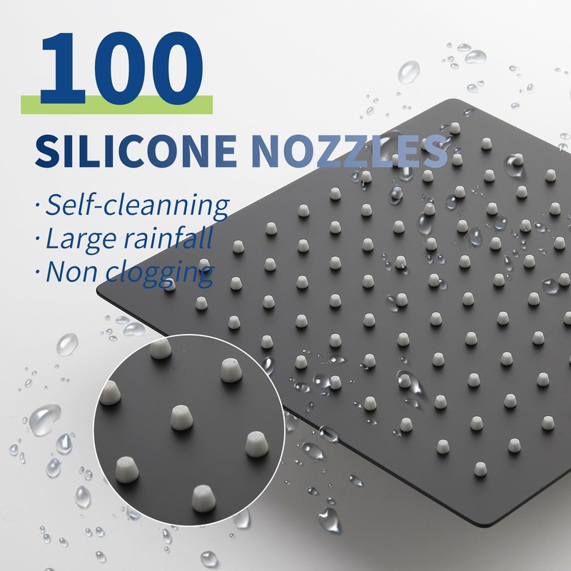 Rain Shower Head 10'' High Pressure Square Rainfall Shower Head