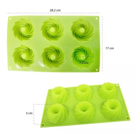 Innova Market Molde Silicon Rosca Rehilete Mini 6 Cavidades