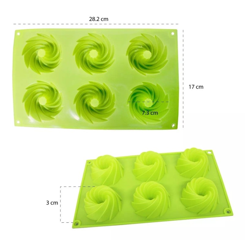 Innova Market Molde Silicon Rosca Rehilete Mini 6 Cavidades