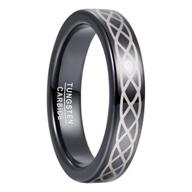 Corato 4 mm Tungsten Carbide Ring with Celtic Knot Inlay Black Wedding Engagement Ring for Men Women High Polished Size 49-62, Tungsten Carbide, No Gemstone