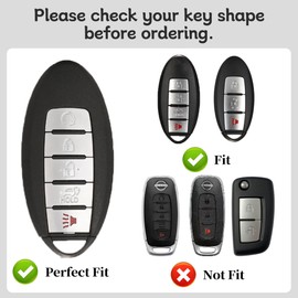 Key Fob Cover with Keychain for Nissan TPU Key Case Compatible with Altima Maxima Sentra Rogue Pathfinder Murano Armada Versa 5 Buttons Key Fob Protector,White (White)