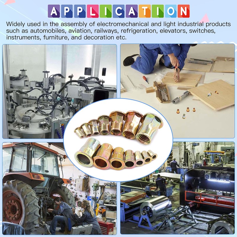 Glarks 230Pcs M3 M4 M5 M6 M8 M10 M12 Half