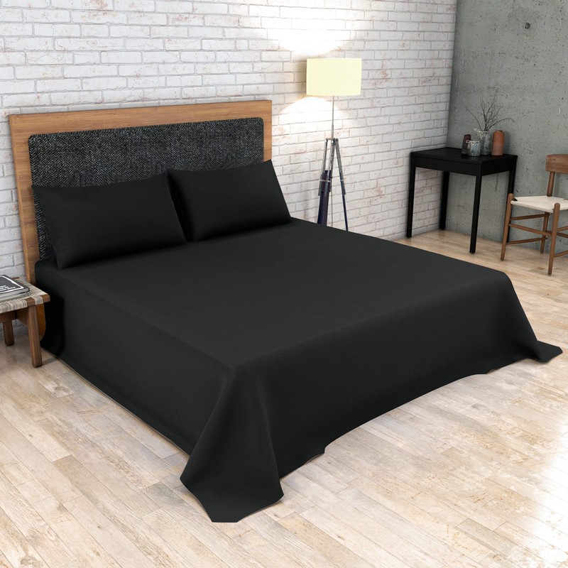 HOME ACE Black Flat Sheet King Size 254CM x 274CM,