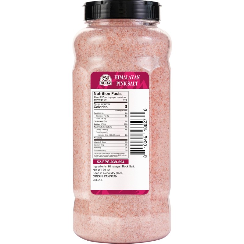 52USA Himalayan Pink Salt, Fine Grain, 39oz (2.4 LB), Pink