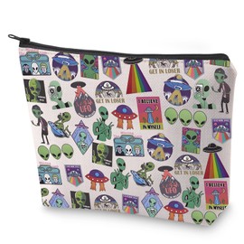 BLUPARK Funny Alien Gift I Believe In Myself Makeup Bag Outerspace Theme Makeup Bag UFO Alien Gift, I Believe In Myself, Retro