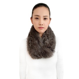 Lina & Lily Women's Winter Loop Scarf Neck Warmer Made of Poodle Faux Fur Long Curly, darkgray