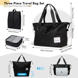 Travel Bag Women's Sports Bag Small Hand Luggage Bag Weekender Swimming Bag Fitness Bag Gym Bag Sauna Bag Women's Yoga Bag Waterproof Training Bag Women Gym Bag Travel Bag, black, Sports bags