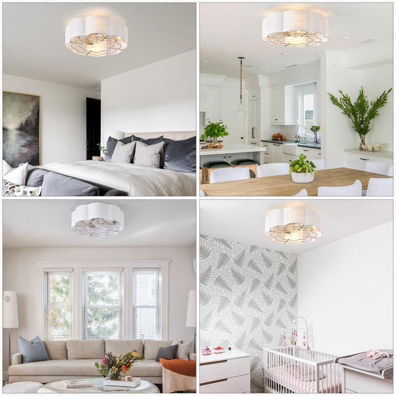 Phrylix 20" Boho Bladeless Ceiling Fans with Lights, Low Profile