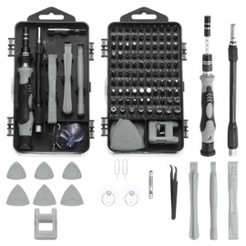 sourcing map 123 in 1 Magnetic Precision Screwdriver Set Electronics Repair Tools Kit with 96 Bits Flexible Shaft and Extension Rod for Cellphone Game Console Laptop PC Computer Camera, Grey