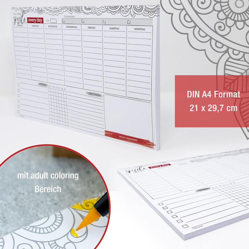 Weekly Planner Pad Including Habit Tracker, 50-Sheet Organiser without Date,
