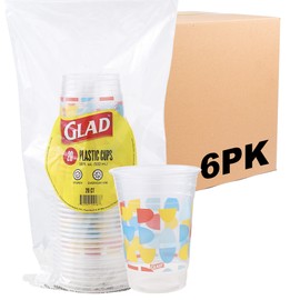 Glad Everyday Clear Plastic Cups with Abstract Print 18oz, 20ct | Abstract Design | Strong and Sturdy Cup for All Occasions, Holds 18 Ounces, 20 Count - 6 Pack