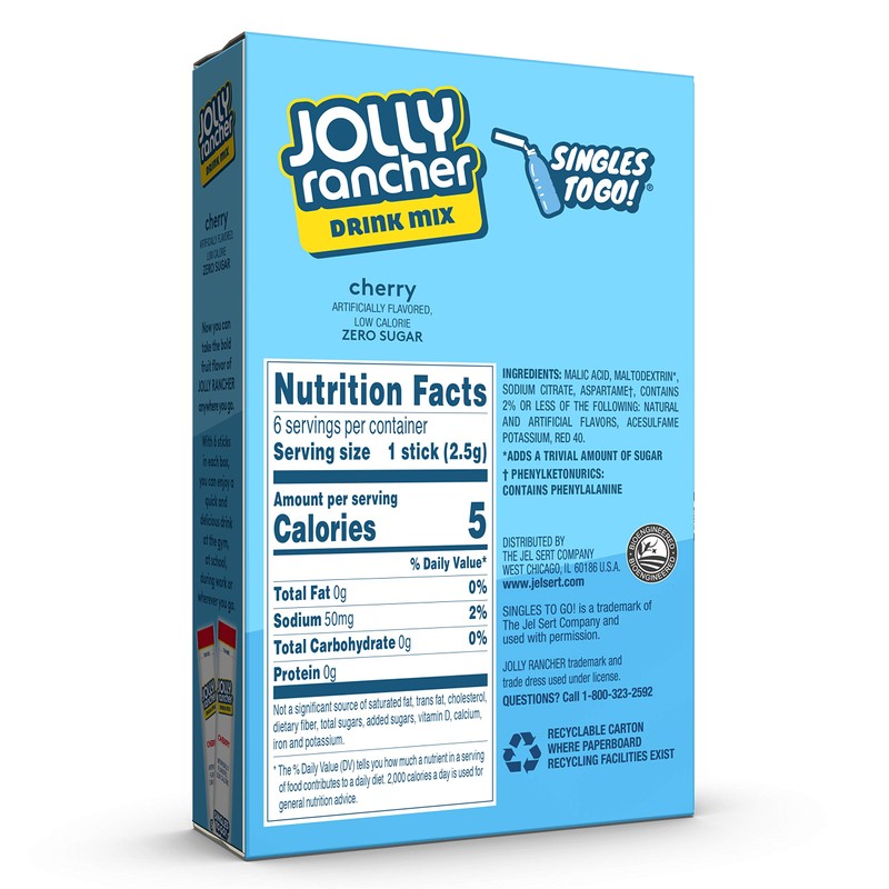 Jolly Rancher Singles To Go Drink Mix - Chery Flavored