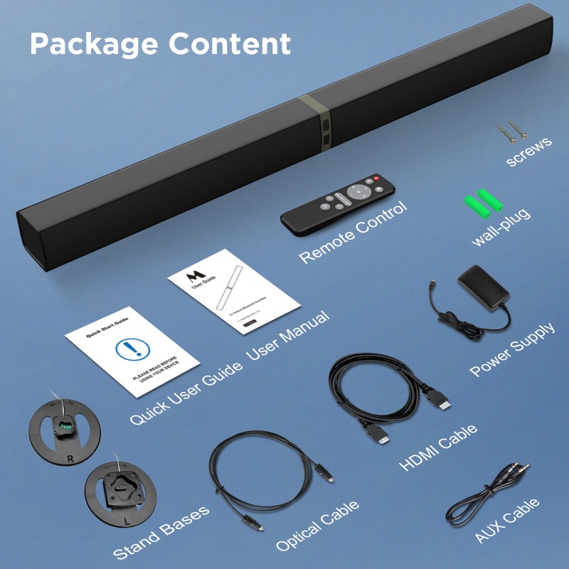 Sound Bar for Smart TV 80W Soundbar 2.0 Channel TV