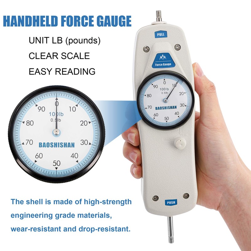 BAOSHISHAN 100lb Push Pull Force Gauge Force Tester Meter with