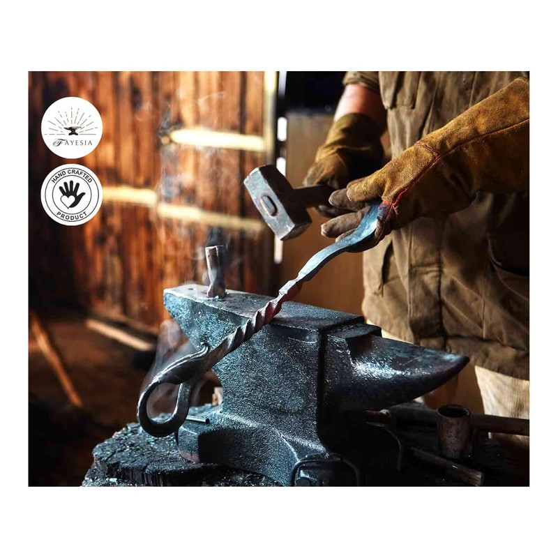 Fayesia Wrought Iron Wall Hooks - Blacksmith Handcrafted Set of