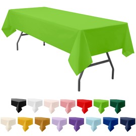 PartiPallete 3-Pack Premium Plastic Light Lime Green Tablecloth Disposable 54" x 108" Rectangle Table Cover PEVA Party Apple Bright Green Table Cloths for Parties Birthday Wedding Picnic Banquet