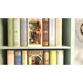 Robotime Floral Corner Book Nook - DIY 3D Wooden Puzzle Decoration for Bookshelves
