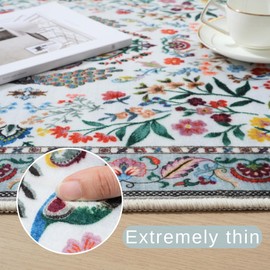 Rugcomf Runner Rug Washable Kitchen Runner 2'6''x8' Runner Rug for Entryway Indoor Floral Non-Slip Soft Carpet Runner for Hallways, Kitchen, Laundry, Bedroom, Bathroom(Colorful)