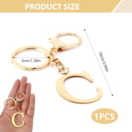 ORUZA Letter Keyring Alphabet Initial Keychain, Metal Letter Key Ring for Women Men Handbag Wallet Purses Alphabet (C)