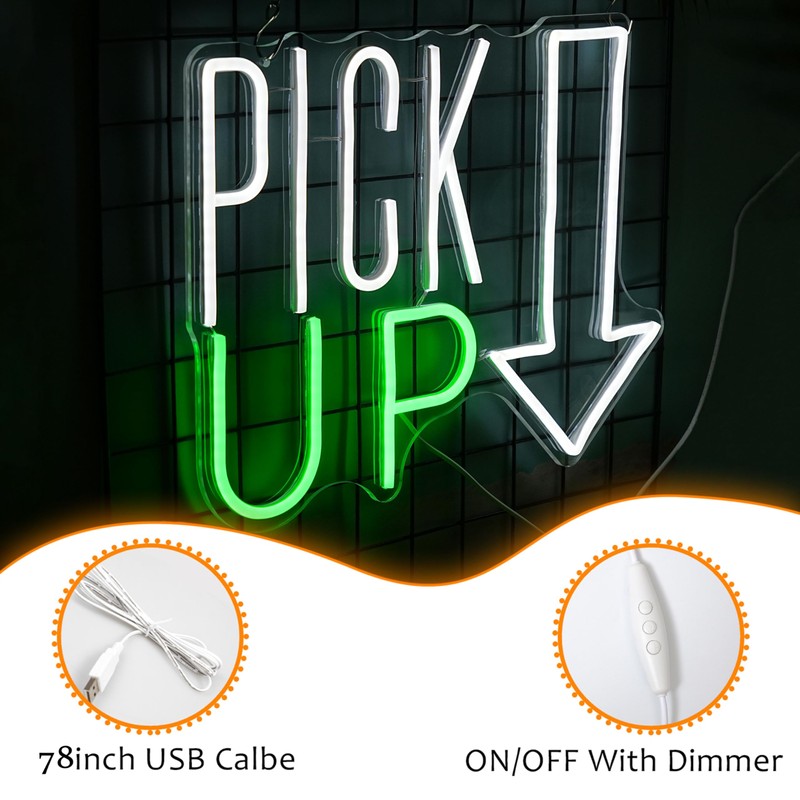 LISIGNVE Pick Up Neon Sign Adjustable Brightness Business Neon Light
