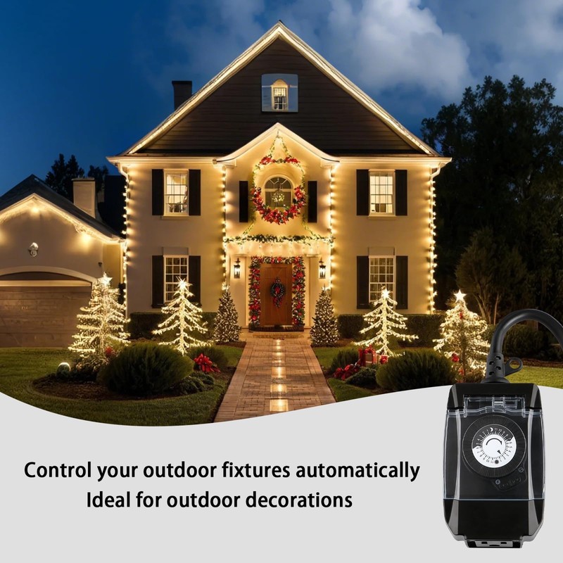 M EGA MEGACUBE Outdoor Timer Outlet Waterproof, 24 Hour Mechanical